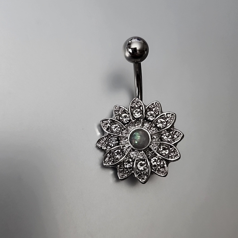 Flower BELLY BUTTON RING STAINLESS STEEL 14G
